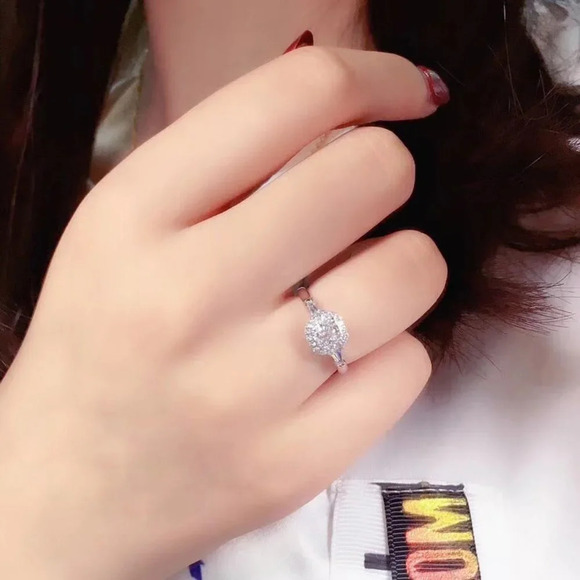 ▶925 Sterling Silver Plated Engagement Dainty Wedding Ring for Women, K965